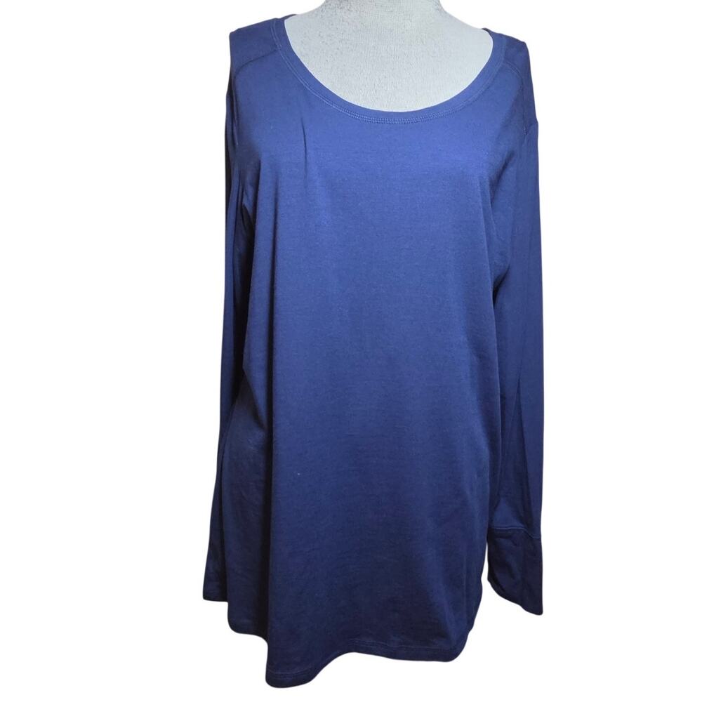 Blue Cotton Blend Long Sleeve Top Size XL